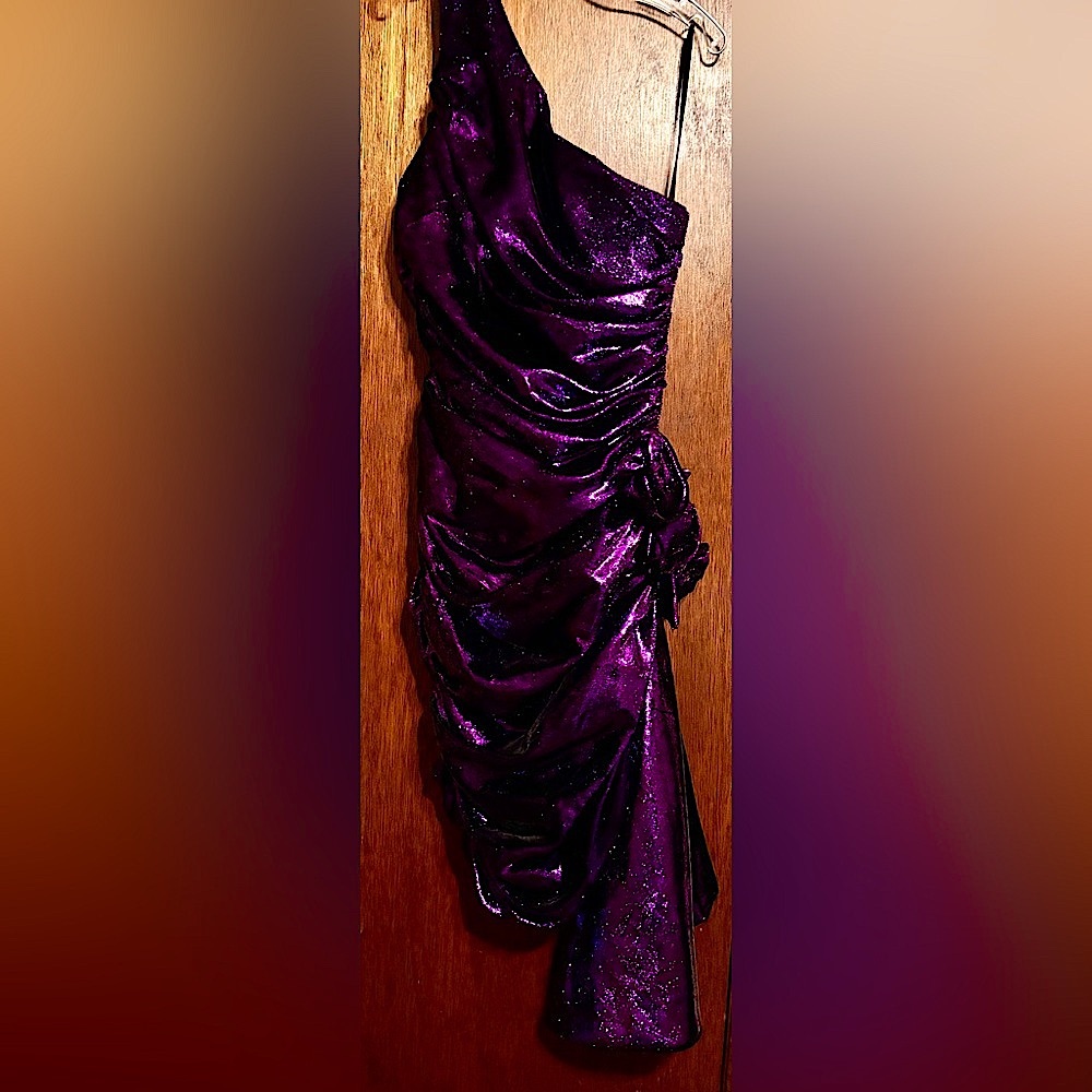 Glamorous One Shoulder Purple Dress